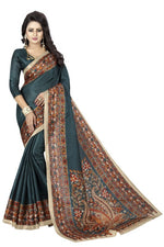 Womens Khadi Kalamkari Checks Saree With Blouse