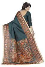 Womens Khadi Kalamkari Checks Saree With Blouse