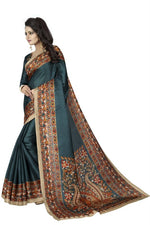 Womens Khadi Kalamkari Checks Saree With Blouse