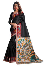 Womens Khadi Kalamkari Printed Saree With Blouse
