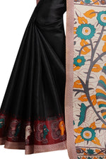 Womens Khadi Kalamkari Printed Saree With Blouse
