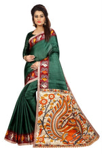 Womens Khadi Kalamkari Printed Saree With Blouse