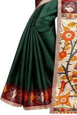 Womens Khadi Kalamkari Printed Saree With Blouse