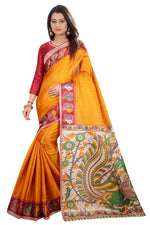 Womens Khadi Kalamkari Printed Saree With Blouse
