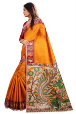 Womens Khadi Kalamkari Printed Saree With Blouse