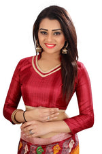 Womens Khadi Kalamkari Printed Saree With Blouse