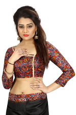 Womens Khadi Kalamkari Printed Saree With Blouse