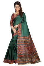 Womens Khadi Kalamkari Printed Saree With Blouse