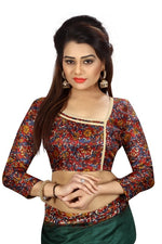 Womens Khadi Kalamkari Printed Saree With Blouse