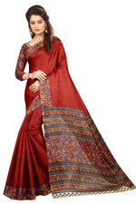 Womens Khadi Kalamkari Printed Saree With Blouse