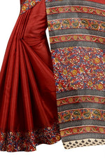 Womens Khadi Kalamkari Printed Saree With Blouse