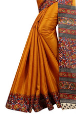 Womens Khadi Kalamkari Printed Saree With Blouse