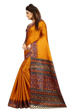 Womens Khadi Kalamkari Printed Saree With Blouse