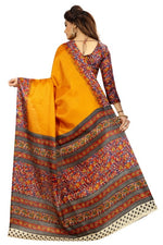 Womens Khadi Kalamkari Printed Saree With Blouse