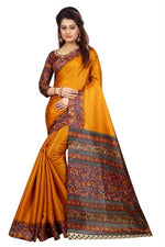 Womens Khadi Kalamkari Printed Saree With Blouse