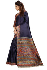 Womens Khadi Kalamkari Printed Saree With Blouse