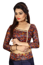 Womens Khadi Kalamkari Printed Saree With Blouse