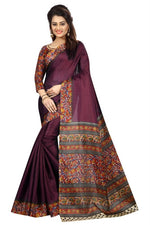 Womens Khadi Kalamkari Printed Saree With Blouse