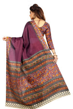 Womens Khadi Kalamkari Printed Saree With Blouse