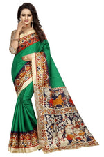 Womens Khadi Kalamkari Checks Saree With Blouse