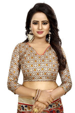 Womens Khadi Kalamkari Checks Saree With Blouse