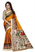 Womens Khadi Kalamkari Checks Saree With Blouse