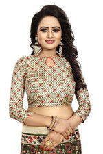 Womens Khadi Kalamkari Checks Saree With Blouse
