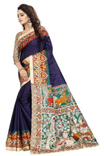 Womens Khadi Kalamkari Checks Saree With Blouse