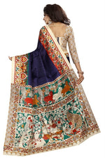 Womens Khadi Kalamkari Checks Saree With Blouse