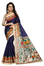 Womens Khadi Kalamkari Checks Saree With Blouse