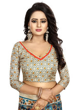 Womens Khadi Kalamkari Checks Saree With Blouse