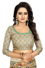 Womens Khadi Kalamkari Checks Saree With Blouse