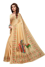 Womens Khadi Kalamkari Printed Saree With Blouse