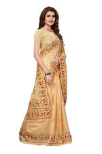 Womens Khadi Kalamkari Printed Saree With Blouse