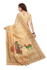 Womens Khadi Kalamkari Printed Saree With Blouse