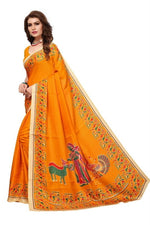Womens Khadi Kalamkari Printed Saree With Blouse