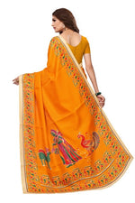 Womens Khadi Kalamkari Printed Saree With Blouse