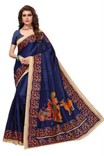 Womens Khadi Kalamkari Printed Saree With Blouse
