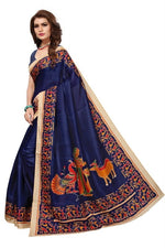 Womens Khadi Kalamkari Printed Saree With Blouse