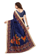Womens Khadi Kalamkari Printed Saree With Blouse