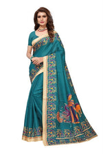Womens Khadi Kalamkari Printed Saree With Blouse
