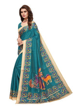 Womens Khadi Kalamkari Printed Saree With Blouse