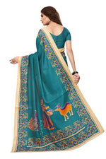 Womens Khadi Kalamkari Printed Saree With Blouse