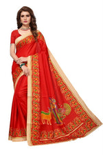 Womens Khadi Kalamkari Printed Saree With Blouse