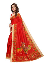 Womens Khadi Kalamkari Printed Saree With Blouse
