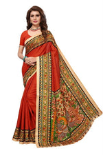 Womens Khadi Kalamkari Printed Saree With Blouse