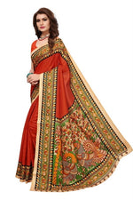 Womens Khadi Kalamkari Printed Saree With Blouse