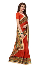 Womens Khadi Kalamkari Printed Saree With Blouse