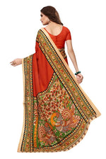 Womens Khadi Kalamkari Printed Saree With Blouse