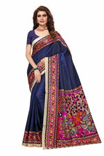 Womens Khadi Kalamkari Printed Saree With Blouse